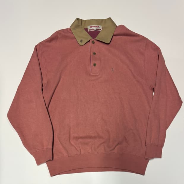 일본빈티지 맥그리거 핑크 코튼 카라 니트 L