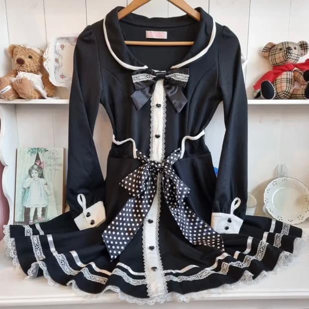 트랄라라 세일러원피스 로리타갸루공겜여주 도트리본 헤이세이