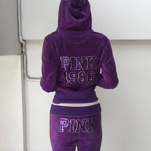 Pink 갸루 스팽글 벨벳 트레이닝 세트