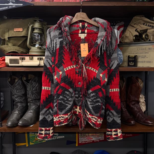 00s 데님앤서플라이 by 랄프로렌 아즈텍 프린지 니트 가디건 N44