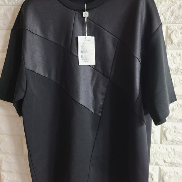 T.I FOR  MEN 블랙 배색 반팔 티셔츠(100)