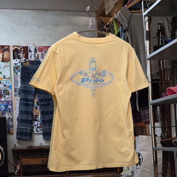 JPN 피코 블루 레터링 연노랑 반팔