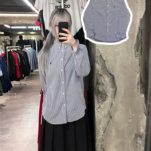 폴로 랄프로렌 스트라이프 셔츠 블루 XL #csz2716