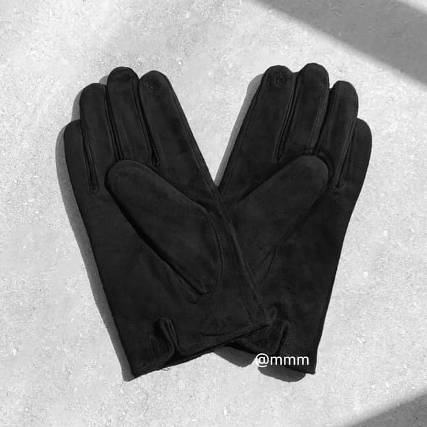 [Unisex] 스웨이드 가죽 장갑 블랙