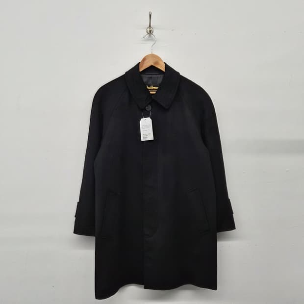캐시미어 100% 기본 블랙 미디 코트 남녀공용 S