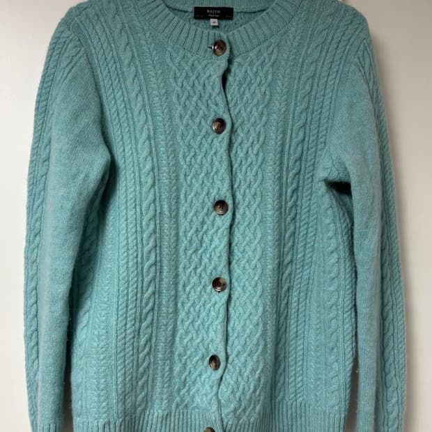 민트 꽈배기 울 가디건