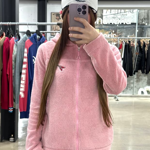 히스테릭글래머 HG Rock 딸기우유 플리스후드집업