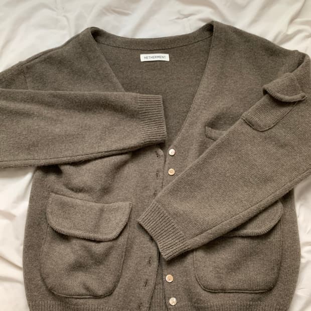 헤더먼트 그랜파 램스울 가디건 브라운