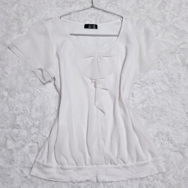 일본 빈티지 블라우스 일브 반팔 티셔츠 모리걸 러블리 프릴 레이스 리본