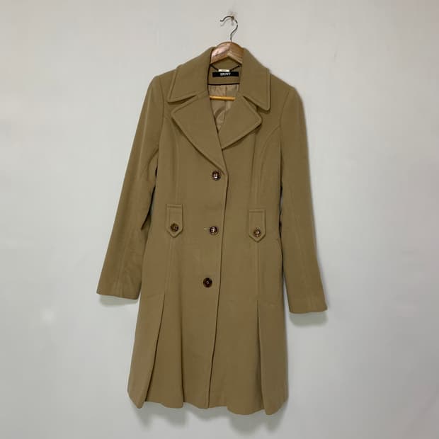 DKNY 캐시미어 모직 코트 베이지 빈티지 여성 롱코트