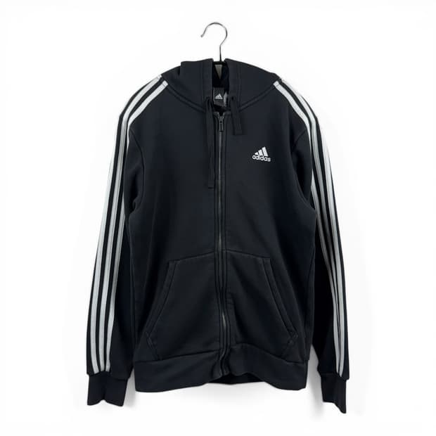 (M) 아디다스 삼선 트레이닝 후드집업 블랙