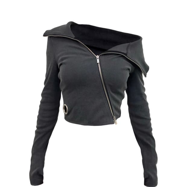 UNBAL FULL ZIP TOP IN WASHED GREY