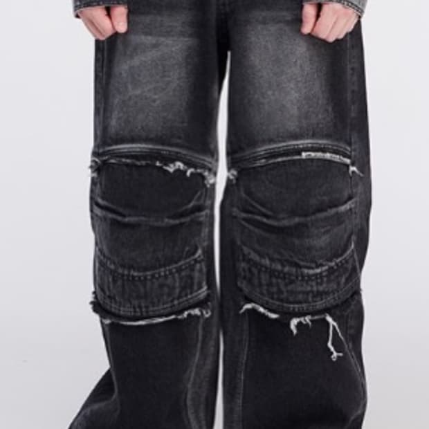 BLR KNEE POINT DENIM PANTS BLACK sizeL