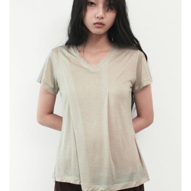 카셀 TENCEL PLEATS T- SHIRT, SAND