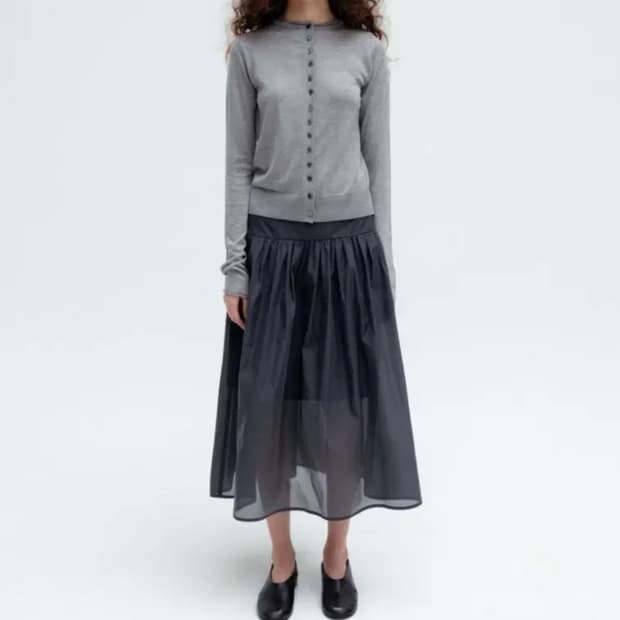 LFM sheer button cardigan 시어 가디건 그레이