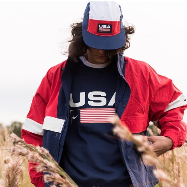 나이키 랩 스우시 usa 스트라이프 자켓