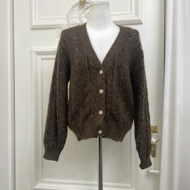 brown hairy antique cardigan