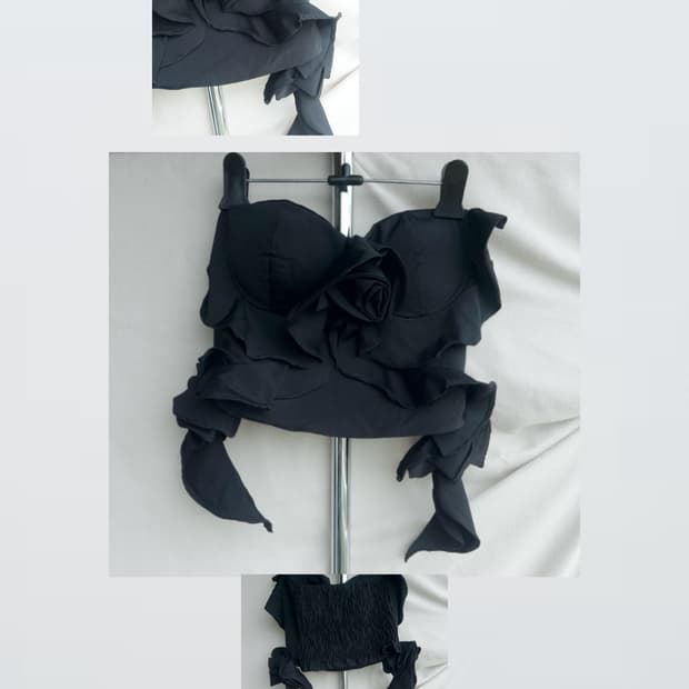 Black Rosette Top 블랙 로제트 탑