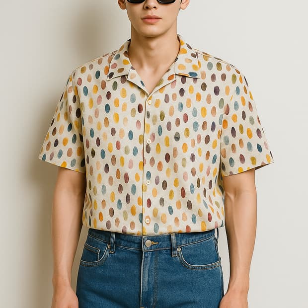 자라. 멀티컬러 추상 프린트 릴랙스 핏 셔츠_M