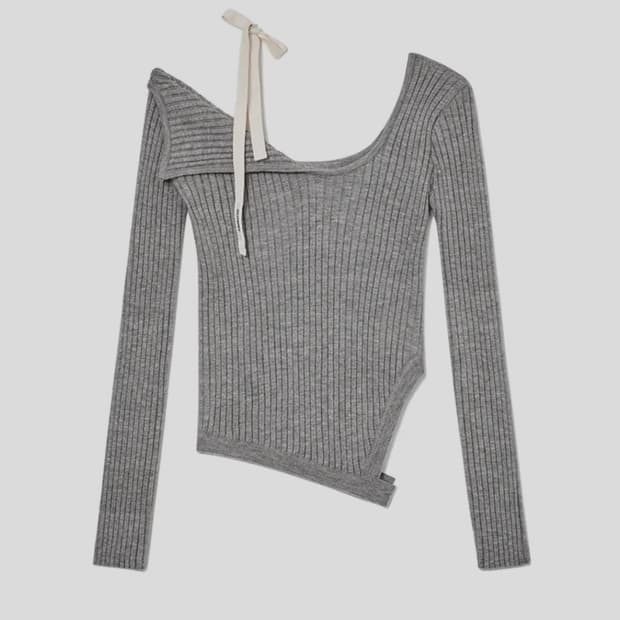 글로니 아이사 니트 탑 그레이