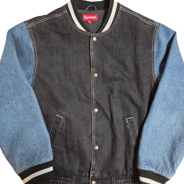 "2018ss Supreme Denim Varsity Jacket"