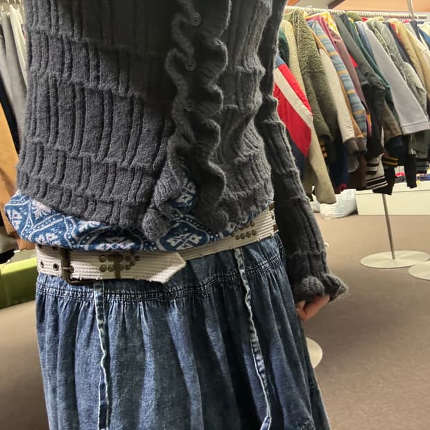 Japanese vintage y2k 그레이 스터드 벨트