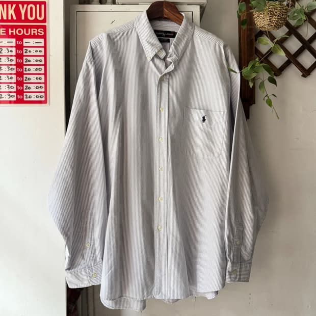 [XL]90's 폴로랄프로렌 BIG SHIRTS 스트라이프 옥스포드 셔츠