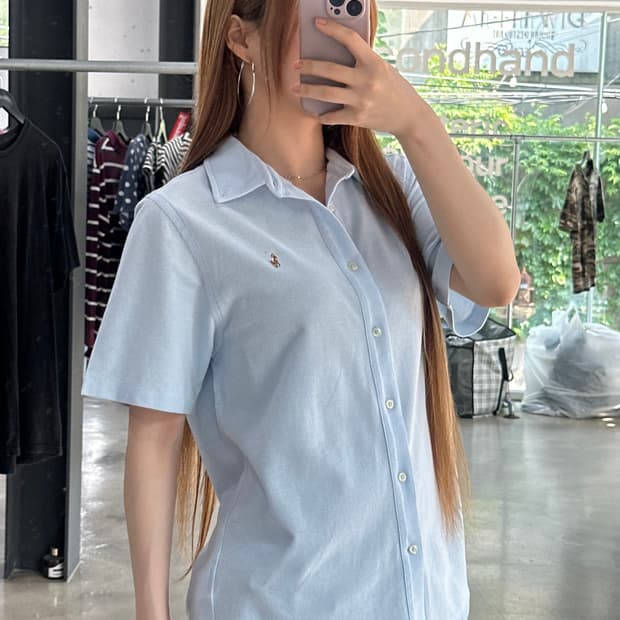 폴로 큐알텍 포니 반팔 셔츠 스카이블루