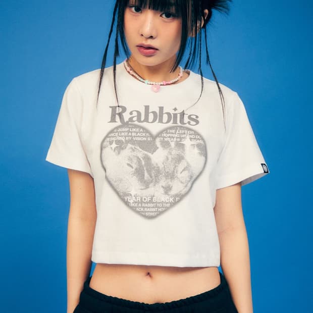 비전스트릿웨어 Crop Rabbit T-Shirts White 반팔 크롭