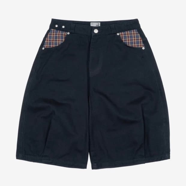 TCM check pocket half pants (navy) L