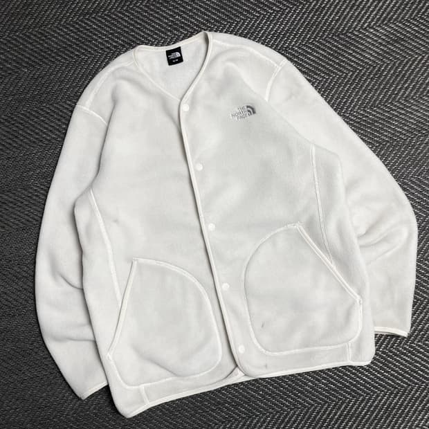 노스페이스 화이트 플리스 가디건 자켓y 5192