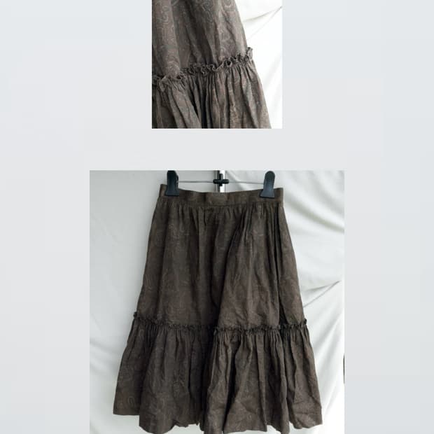 Brown Paisley Tiered Skirt 브라운 페이즈리 스커트