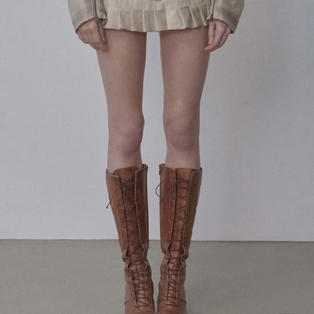 western faux leather micro skirt ivory M
