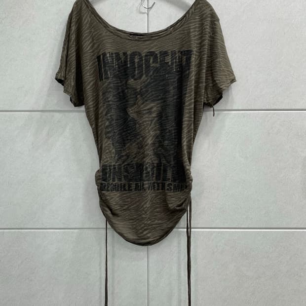 [BLUE STRIVE]2000s Girl Print shirring o