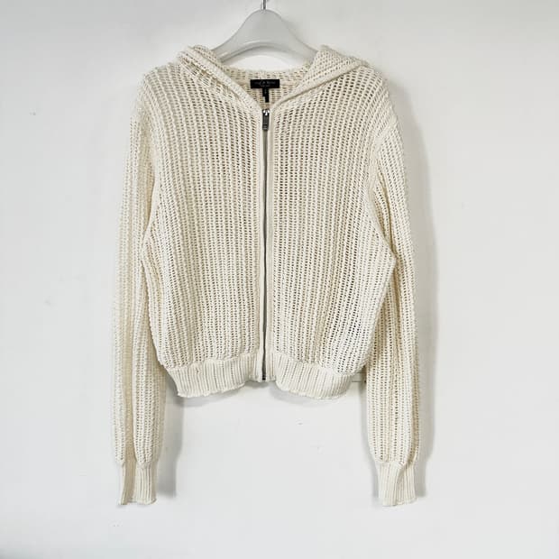 랙앤본 22 크로셰 후드 니트 집업