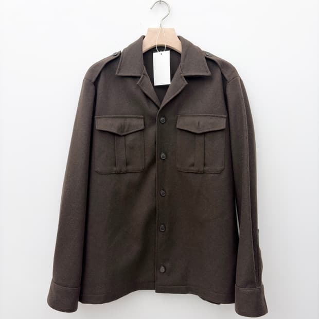 BROWN WOOL MILITARY SHIRT JACKET