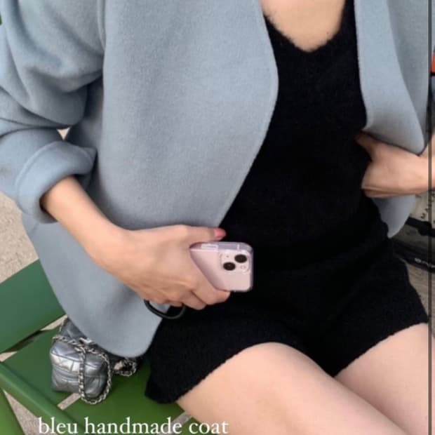 라플리에 블루 핸드메이드 코트