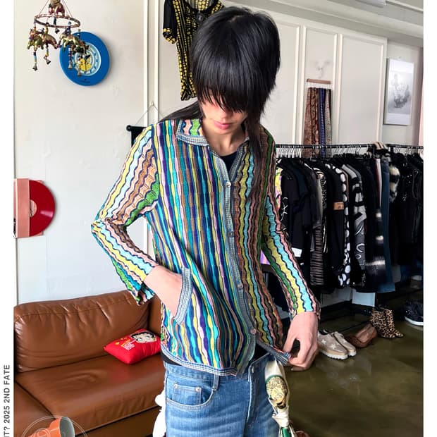 1990s Italian Mixed Pattern Old Cardigan