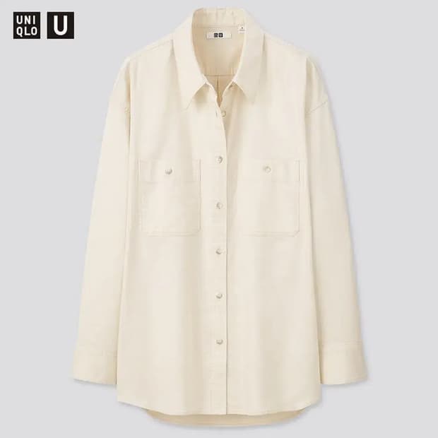 유니클로 더블포켓 내추럴 셔츠 M