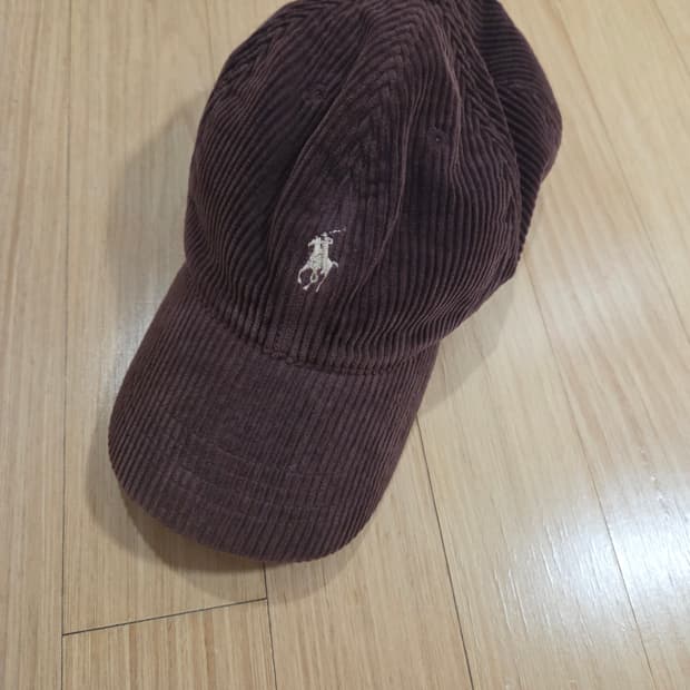 폴로 브라운 코듀로이 볼캡 레더스트랩