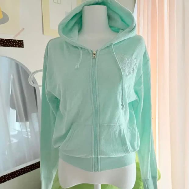 여쿨라 민트색 애플민트 후드집업 후드티 일본빈티지 