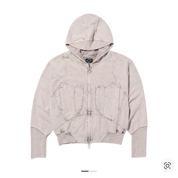 (W) 미스치프 빅 포켓 후드 블리치드 핑크 그레이