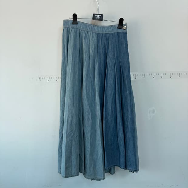 마인 투톤 데님 롱 스커트