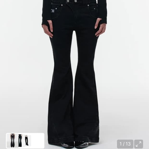 Opus WICKED SLIM FLARE DENIM PANTS BLACK