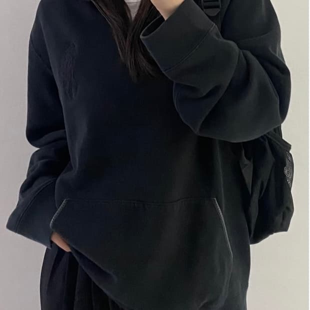 폴로 빅포니 가죽트림 후드반집업