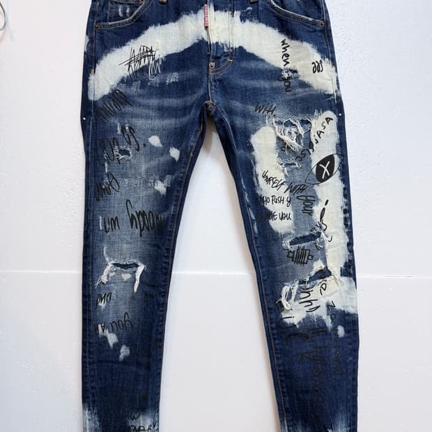 DSQUARED2 디스퀘어드2 그래피티 디스트로이드 슬림 데님 팬츠 46