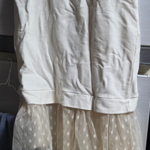 9천원 급처! 빈티지 도트 프릴 샤 반팔 롱원피스 아이보리