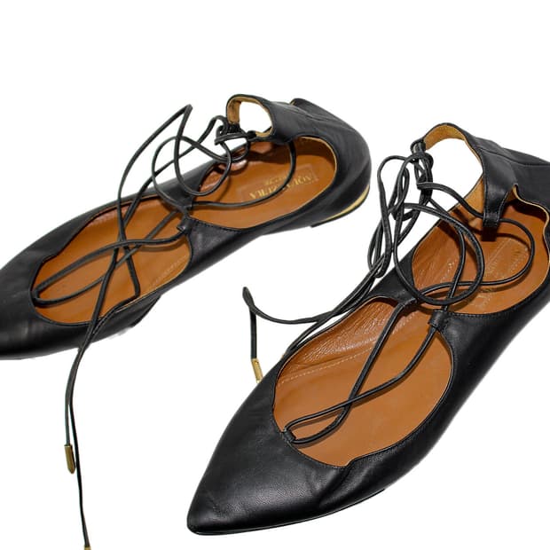 AQUAZZURA 아쿠아주라 레이스업 플랫슈즈