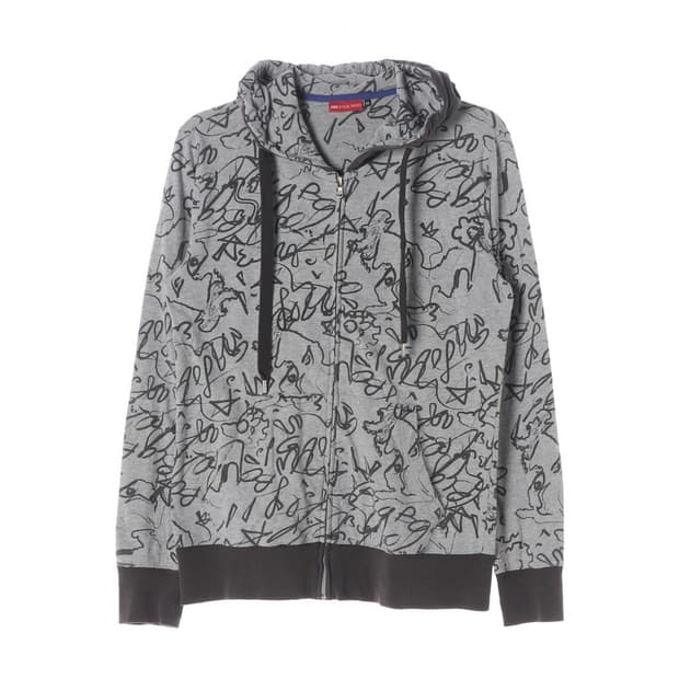 ASK ENQUIRED 유니크 패턴 후드 집업 M