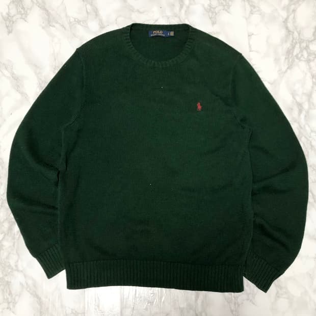 폴로 랄프로렌 니트 딥그린 라운드넥